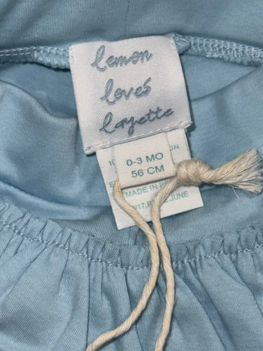 Light Blue Lemon Loves Layette Ruffle Pants | Pima Cotton Boutique Baby | Size 0